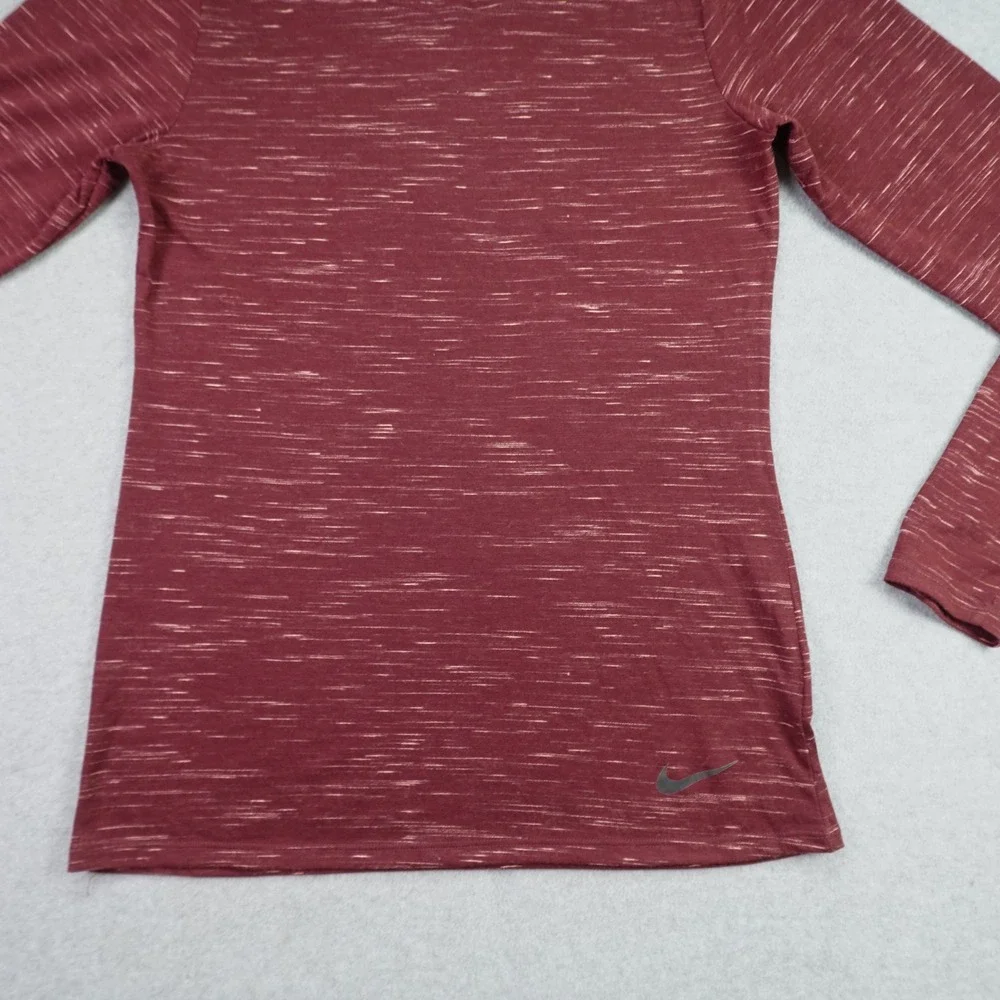 Nike Hoodie Women Small Maroon Space Dye Athletic Dri-FIT Pullover